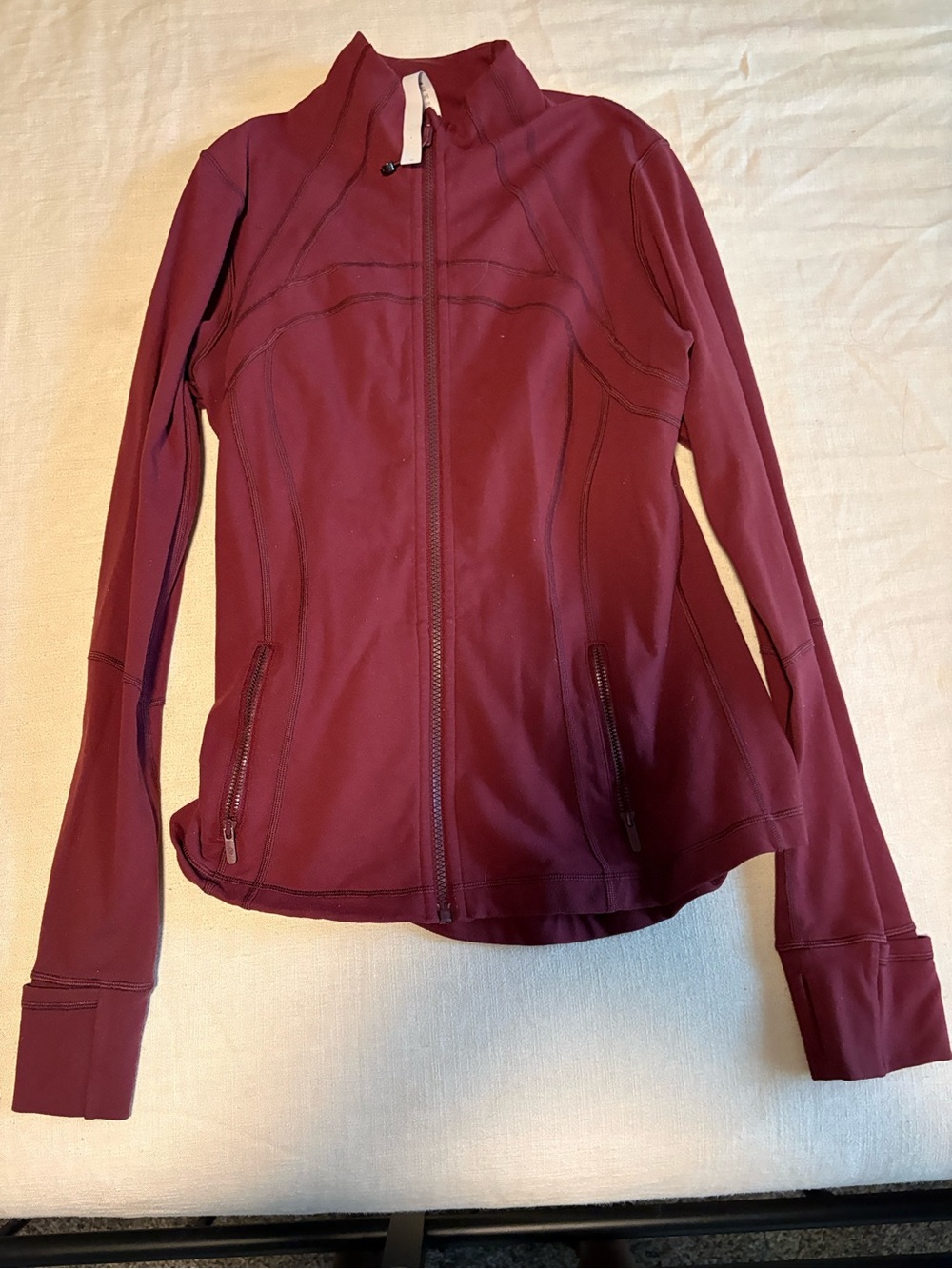 Lululemon burgundy full-zip athletic jacket